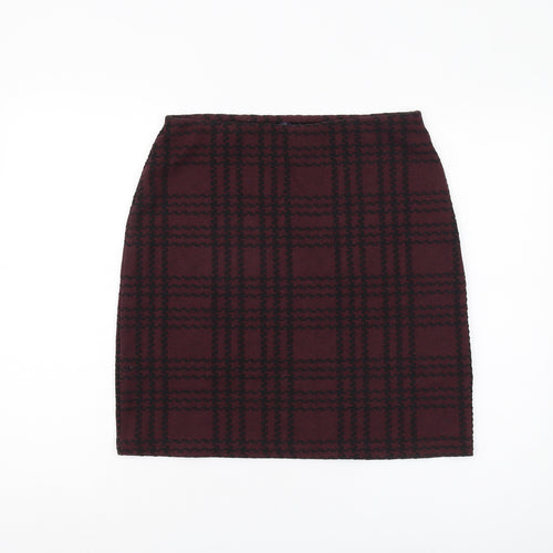 Marks and Spencer Womens Burgundy Plaid Pencil Skirt