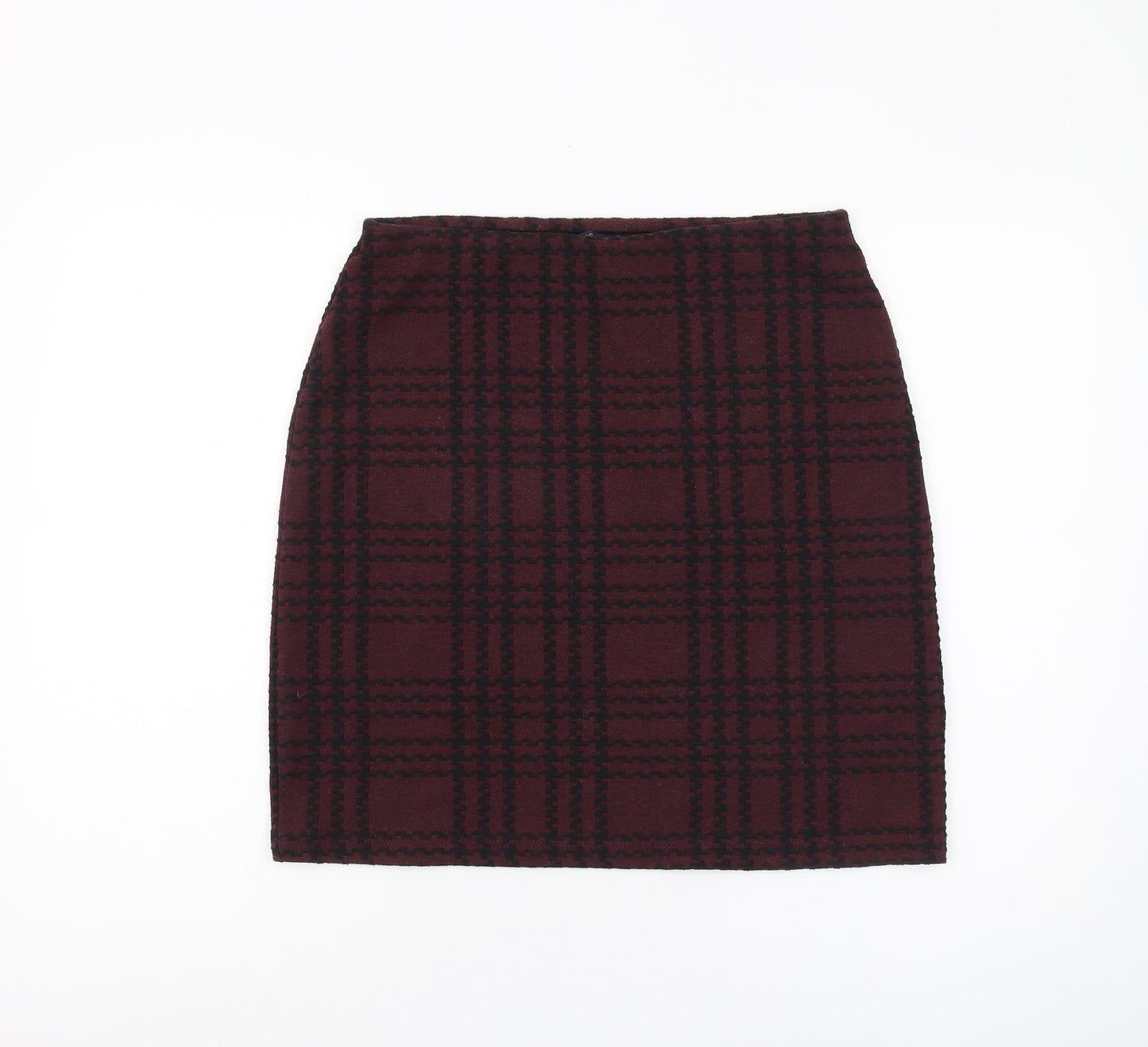 Marks and Spencer Womens Burgundy Plaid Pencil Skirt