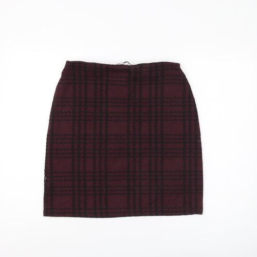 Marks and Spencer Womens Burgundy Plaid Pencil Skirt