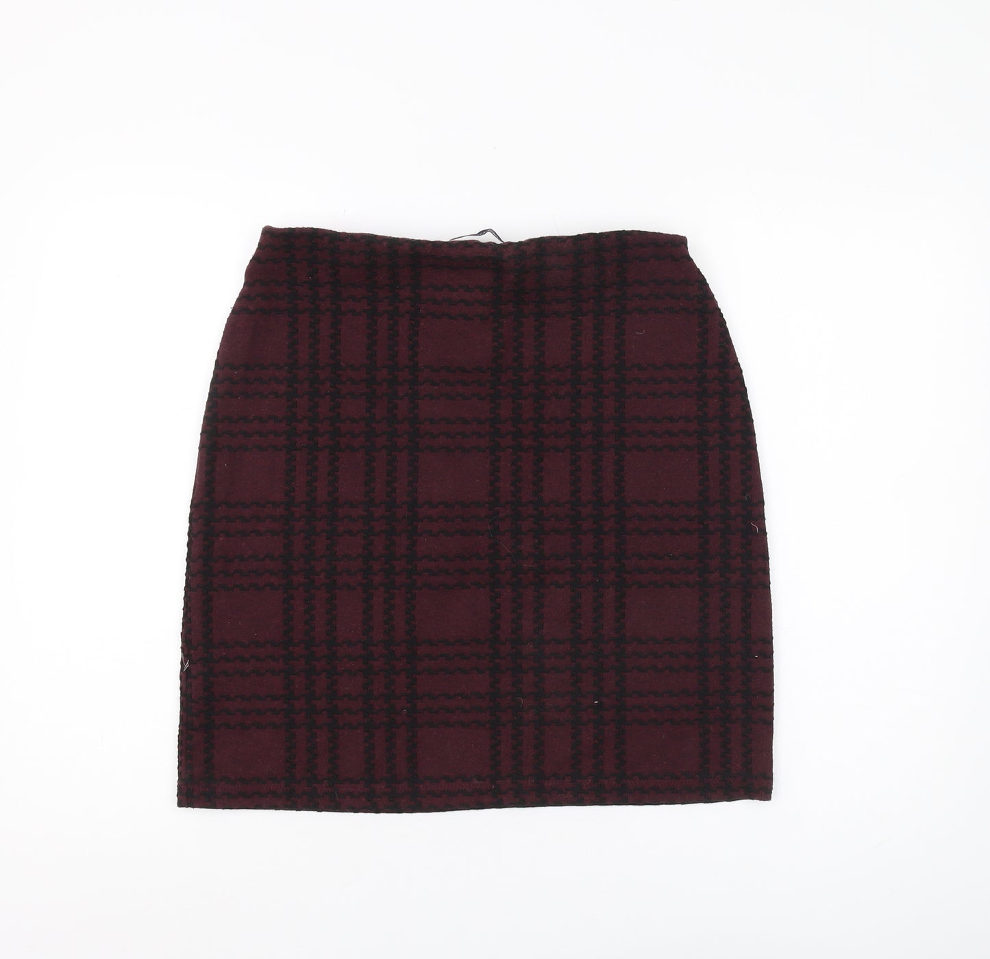 Marks and Spencer Womens Burgundy Plaid Pencil Skirt