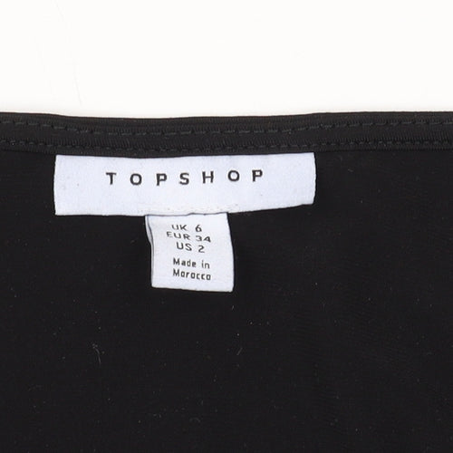 Topshop Women's Black Bodysuit, Size 6, Long Sleeve