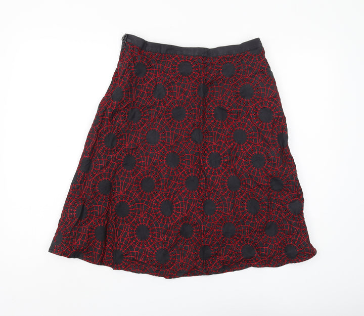 French Connection Women's Red & Black A-Line Skirt, Size 10