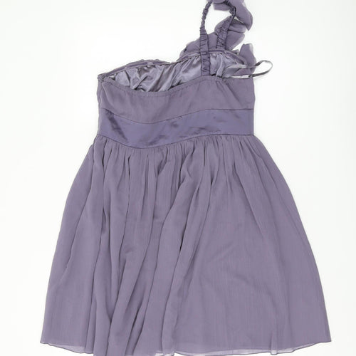 Lipsy Women's Purple A-Line One Shoulder Dress Size 10