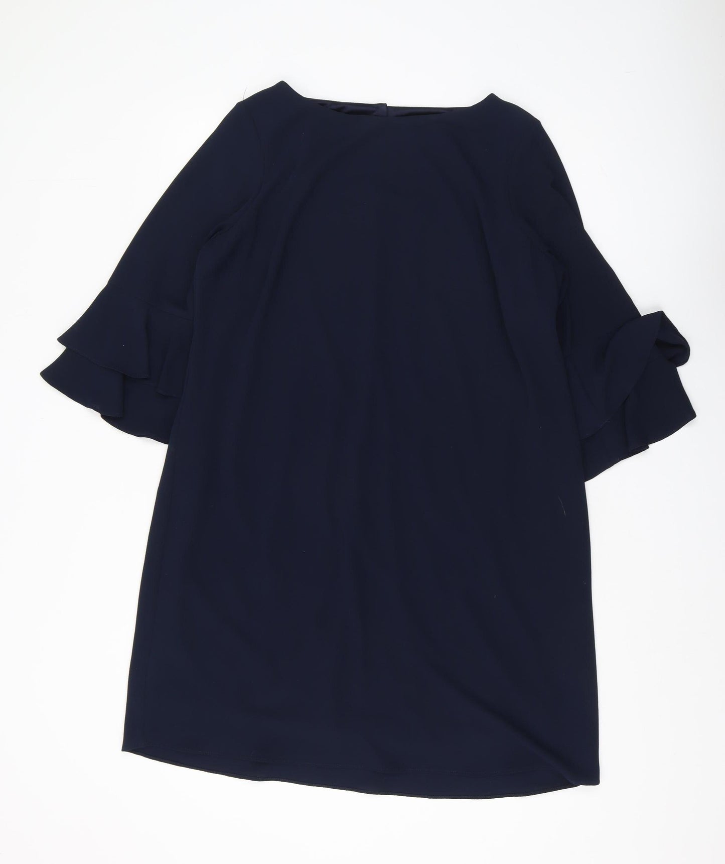 Wallis Petite Blue Shift Dress, Size 14, Bell Sleeves