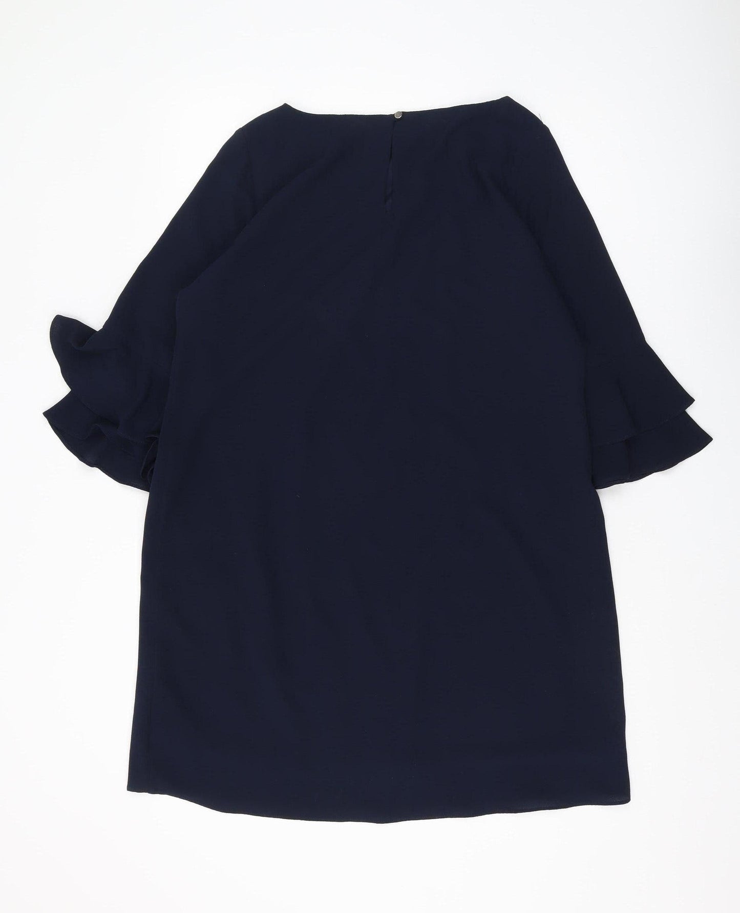 Wallis Petite Blue Shift Dress, Size 14, Bell Sleeves