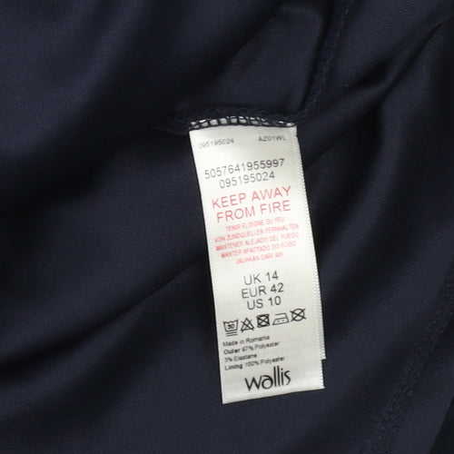 Wallis Petite Blue Shift Dress, Size 14, Bell Sleeves
