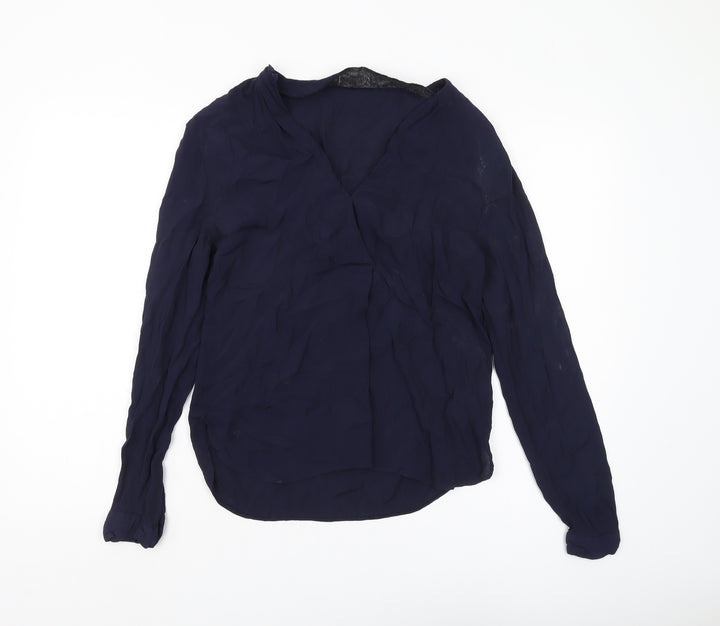 Warehouse Women's Blue V-Neck Blouse Size 8
