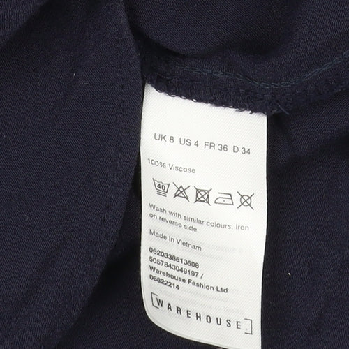 Warehouse Women's Blue V-Neck Blouse Size 8
