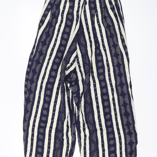 Doobie Women's Blue Striped Wide-Leg Trousers XS