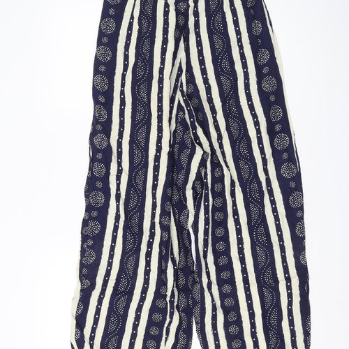 Doobie Women's Blue Striped Wide-Leg Trousers XS