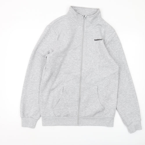 Bekkin Men's Grey Full Zip Sweatshirt M - Lined Logo