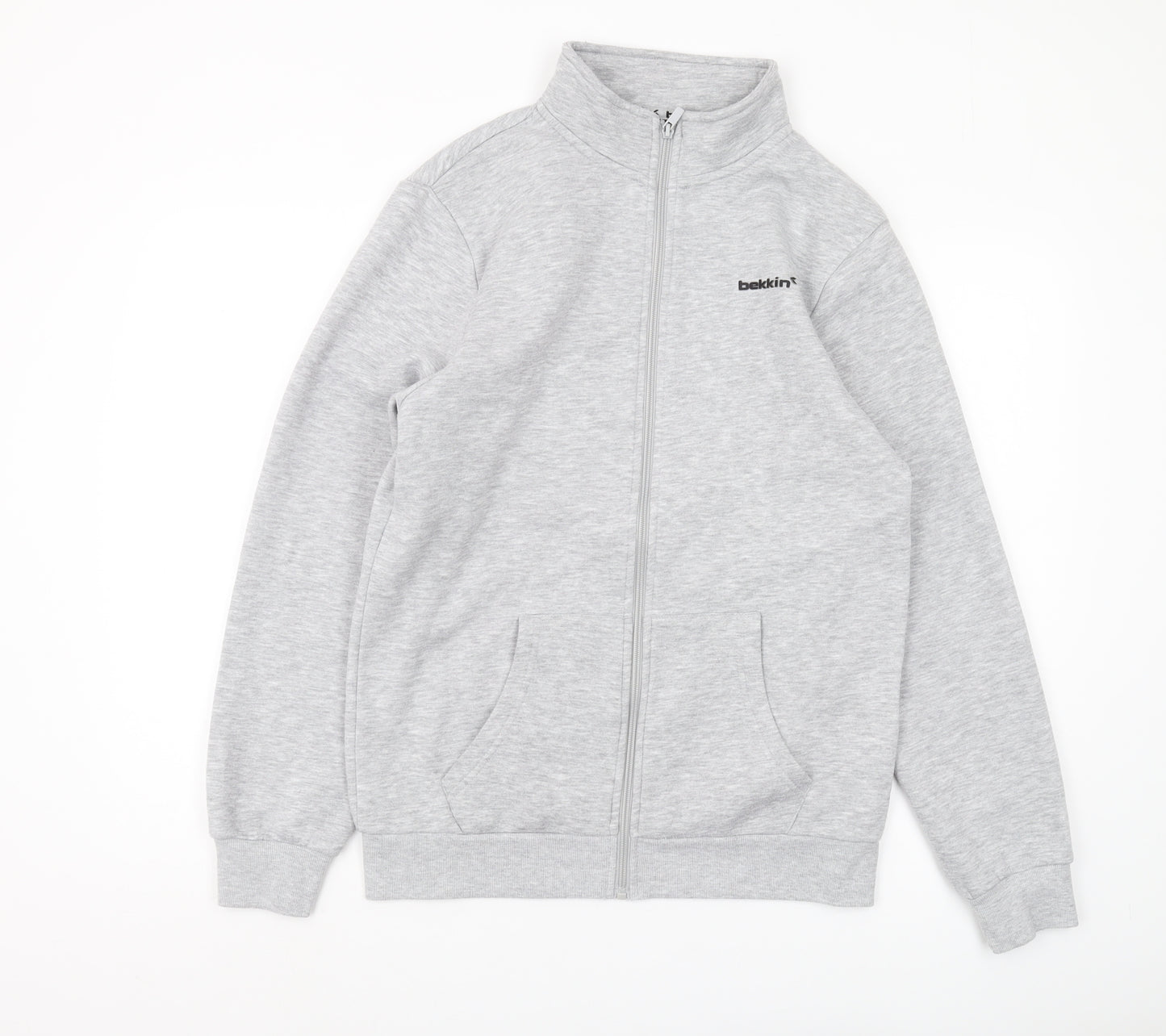 Bekkin Men's Grey Full Zip Sweatshirt M - Lined Logo