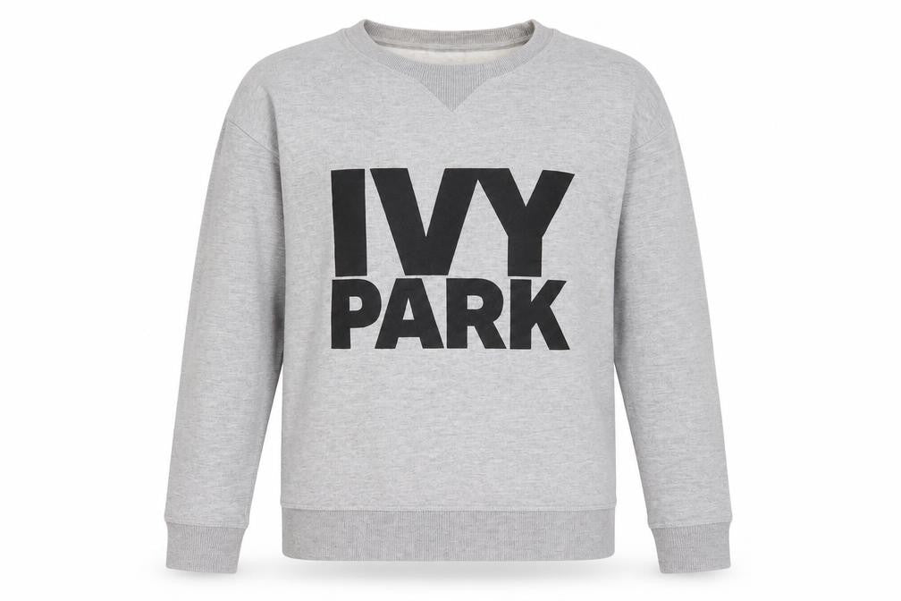Front view of IVY PARK Women's Grey Pullover Sweatshirt S
