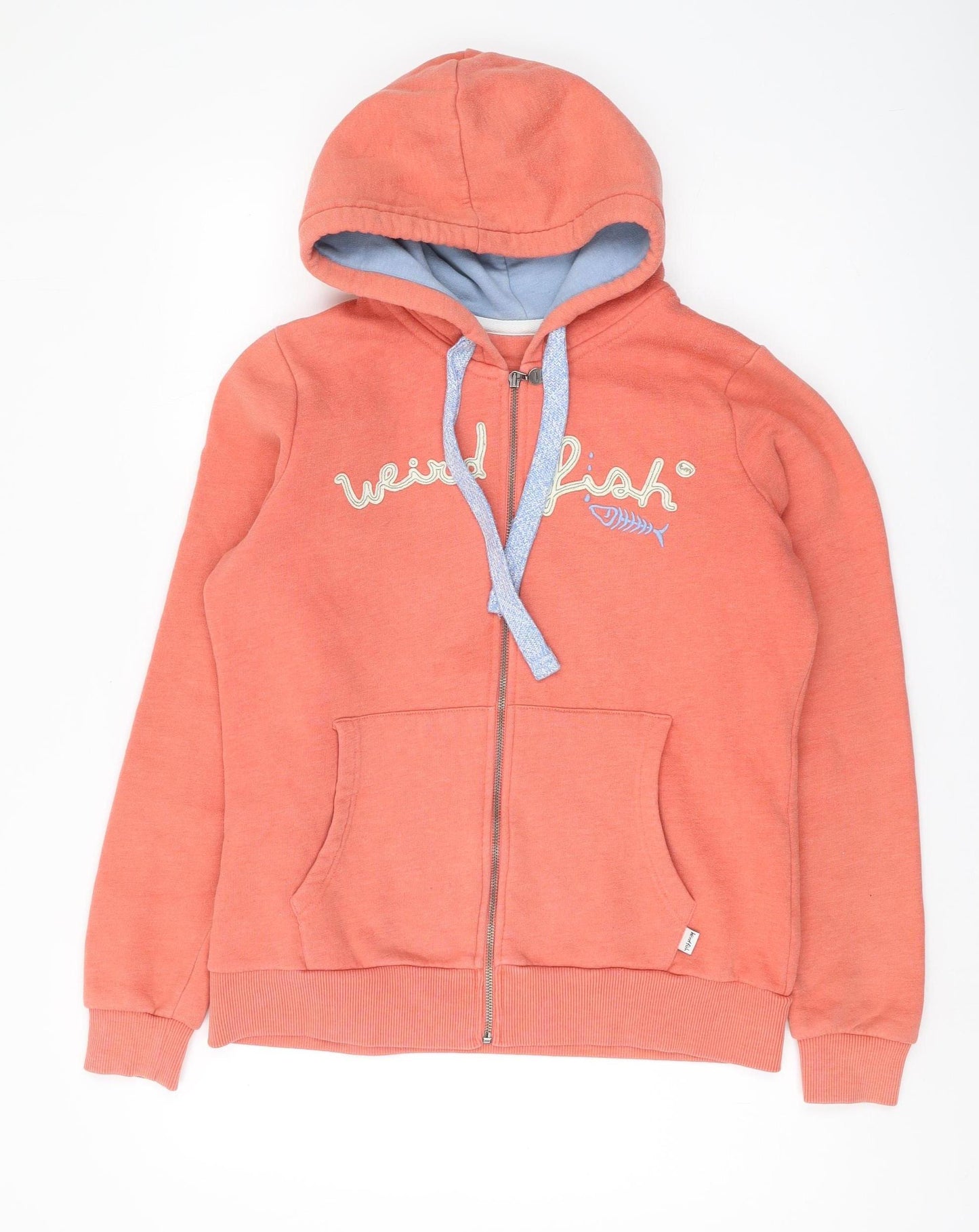 Weird Fish Unisex Orange Full Zip Hoodie Size 12