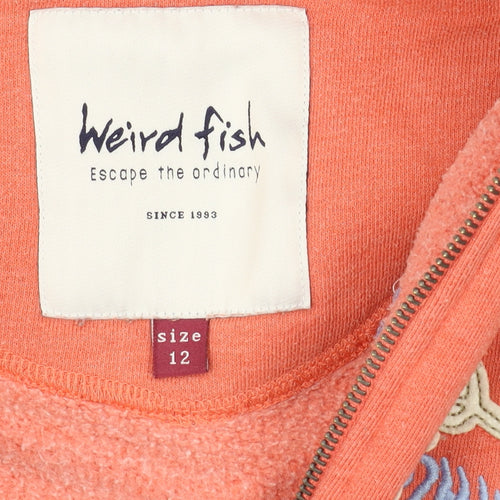 Weird Fish Unisex Orange Full Zip Hoodie Size 12