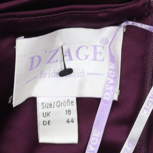 D'Zage Women's Purple Mermaid Formal Dress, Size 18