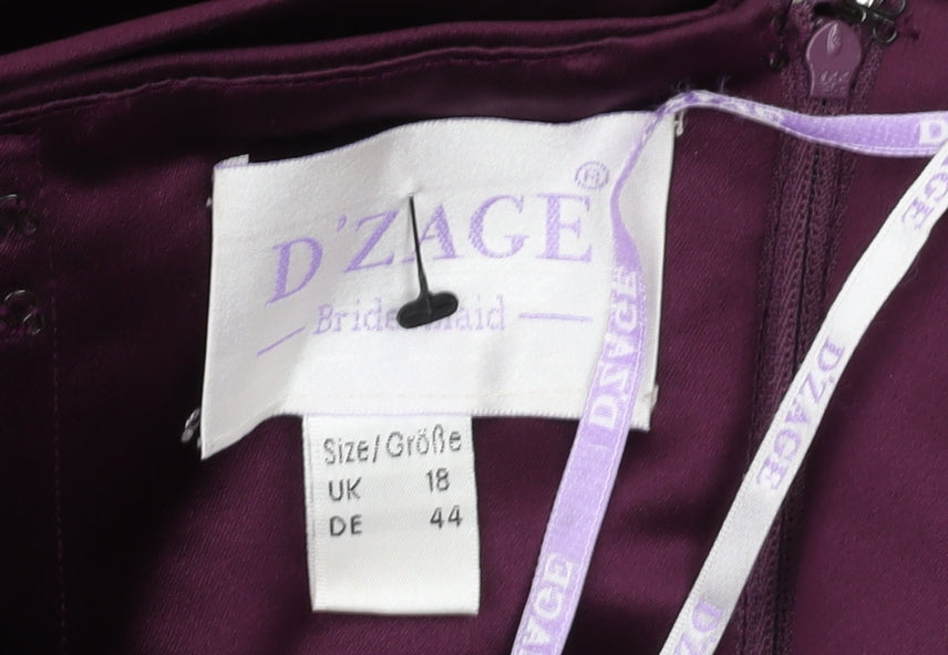 D'Zage Women's Purple Mermaid Formal Dress, Size 18