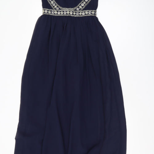 Topshop Women's Blue Beaded Maxi Dress UK 6
