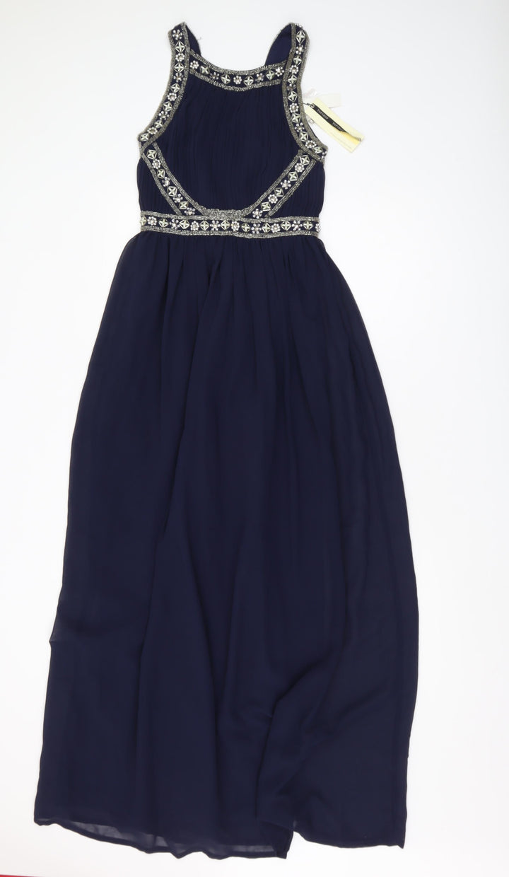 Topshop Women's Blue Beaded Maxi Dress UK 6