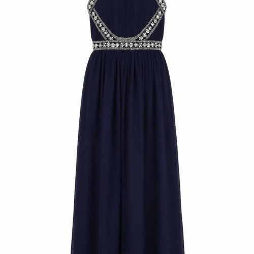 Topshop Women's Blue Beaded Maxi Dress UK 6