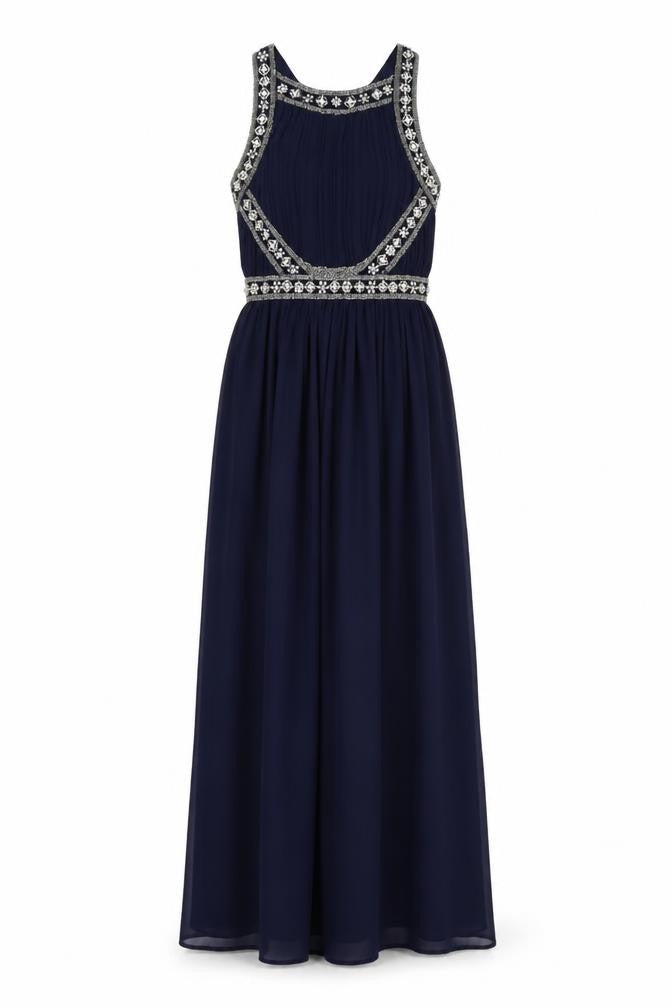 Topshop Women's Blue Beaded Maxi Dress UK 6