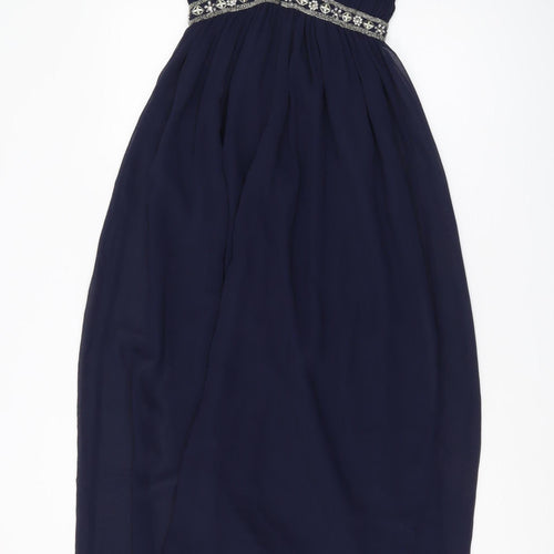 Topshop Women's Blue Beaded Maxi Dress UK 6
