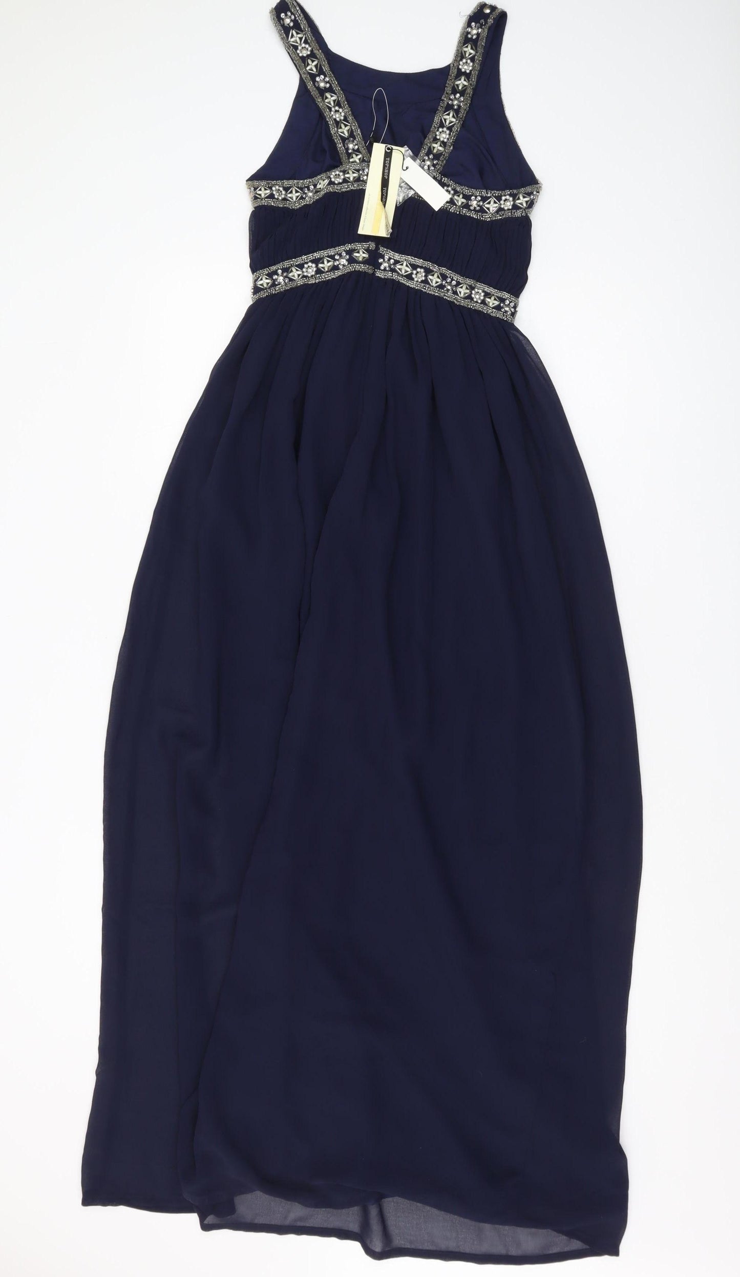 Topshop Women's Blue Beaded Maxi Dress UK 6