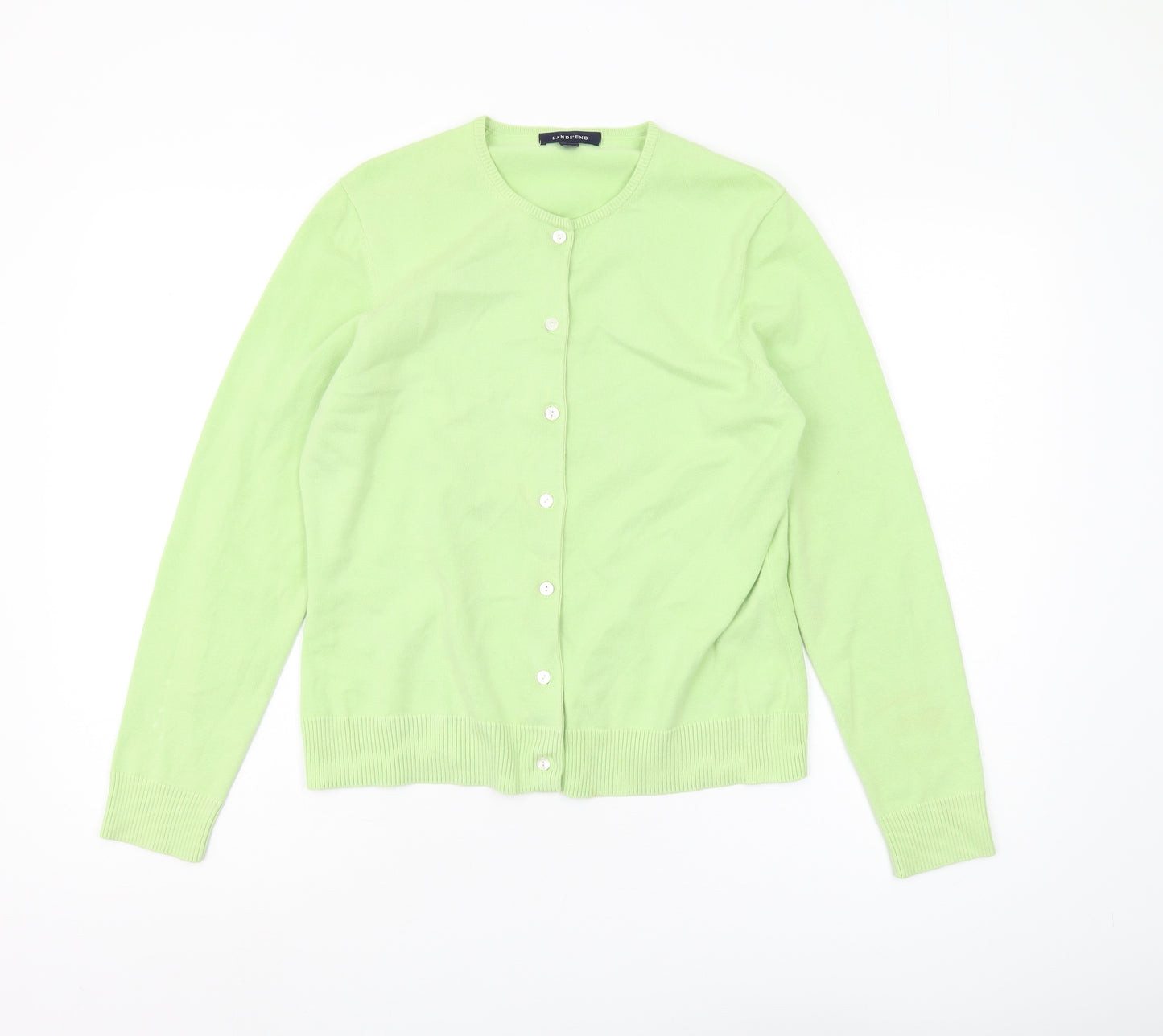 Lands' End Women Green Cardigan S Button Casual