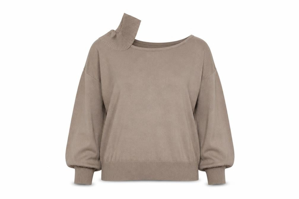 Blue Vanilla Women's Brown Asymmetrical Pullover Jumper
