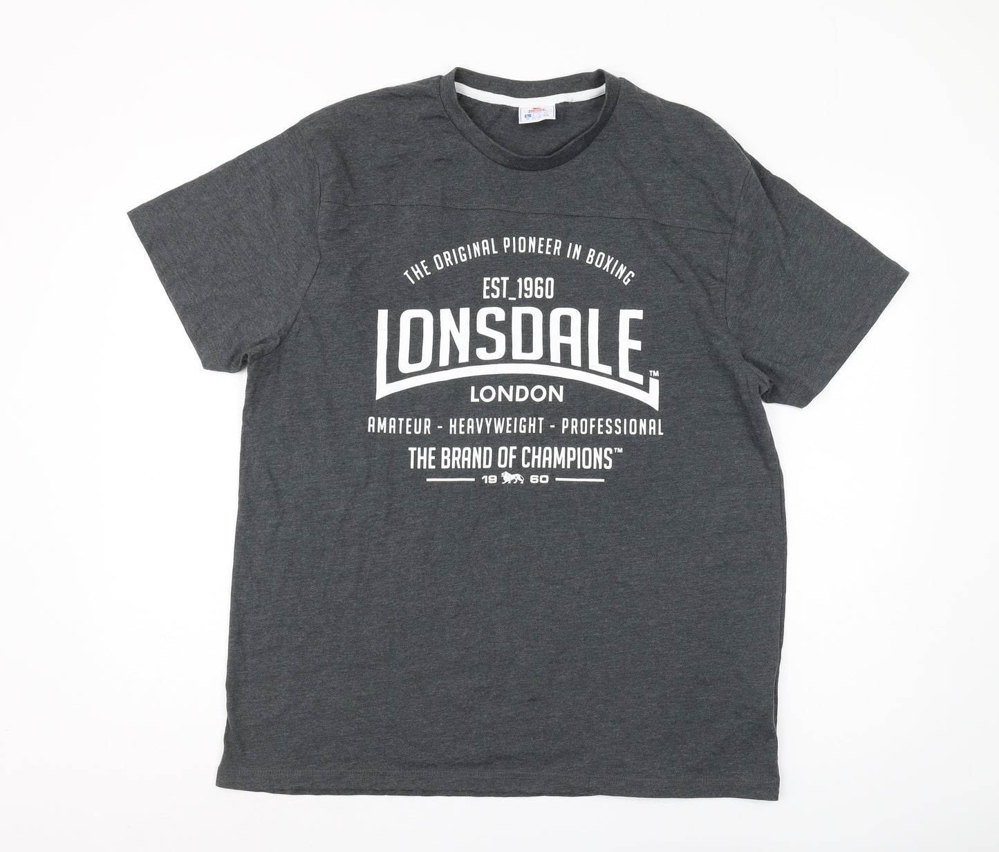 Lonsdale Men's Grey Graphic T-Shirt, Size L