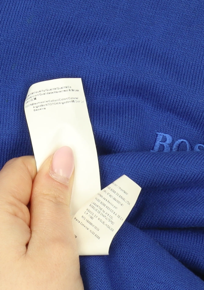 BOSS Blue Men's XL V-Neck Cotton Pullover Jumper
