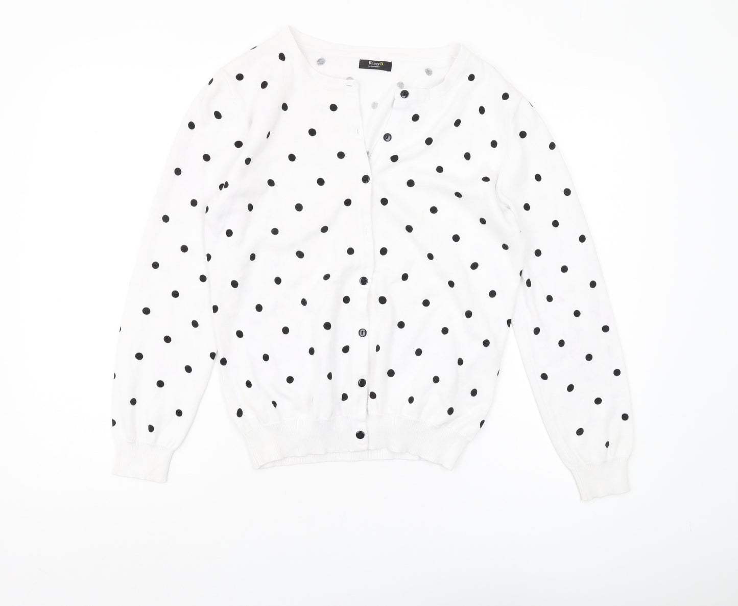 Happy D. Women’s White Polka Dot Cardigan S