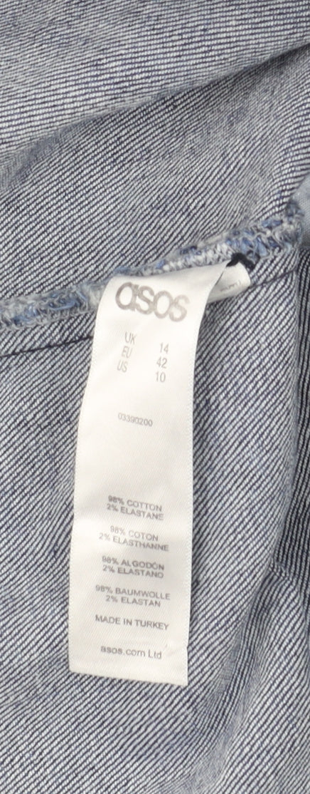 ASOS Women's Blue Denim Pinafore Dress Size 14