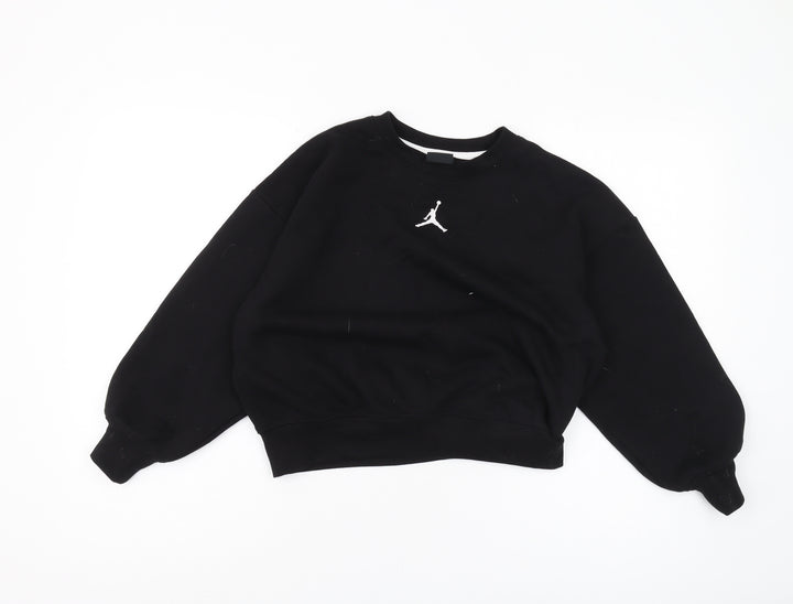 Jordan Girls Black Pullover Sweatshirt M Basketball Logo
