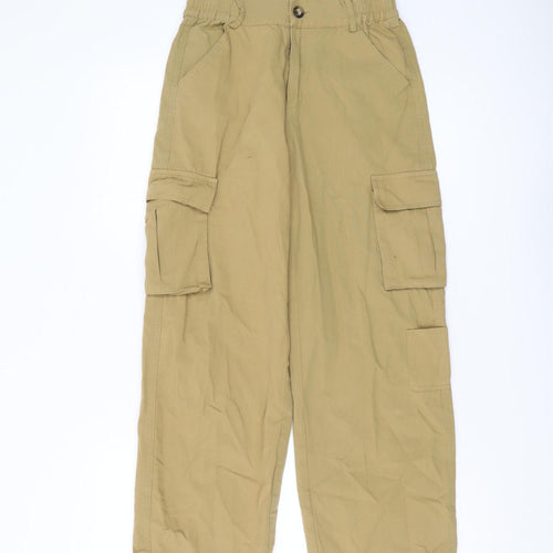Kitsch Women's Beige Cargo Trousers S Cotton Relaxed