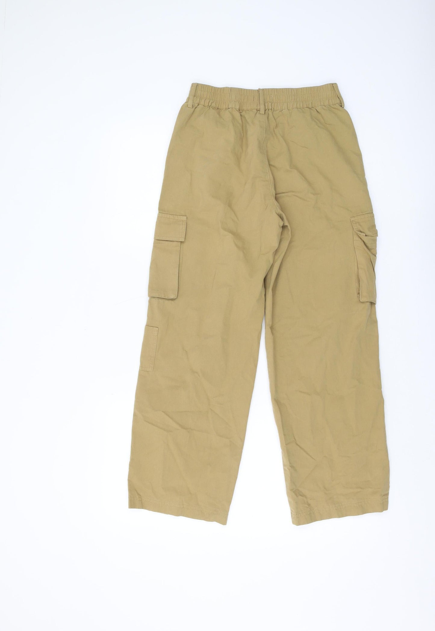 Kitsch Women's Beige Cargo Trousers S Cotton Relaxed