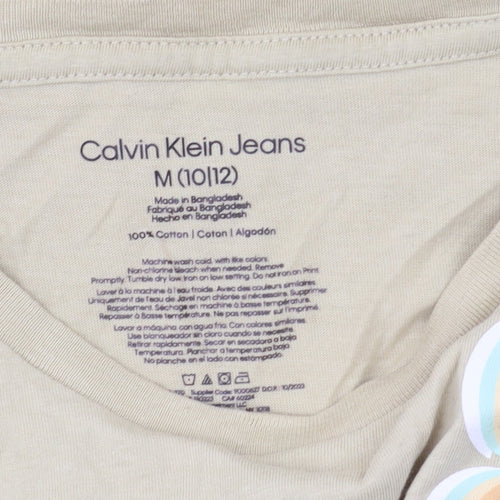Calvin Klein Boys Beige T-Shirt, Short Sleeve, Medium Size
