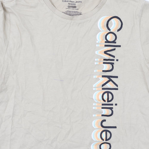 Calvin Klein Boys Beige T-Shirt, Short Sleeve, Medium Size