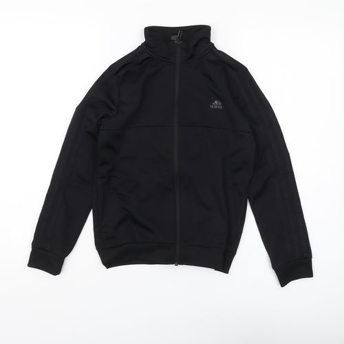 Adidas Boys Black Full Zip Hoodie, Size 9-10 Years