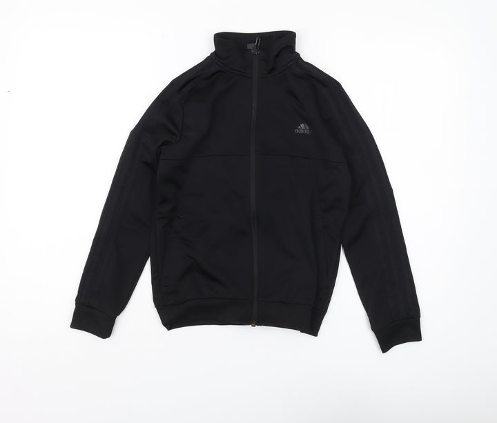 Adidas Boys Black Full Zip Hoodie, Size 9-10 Years