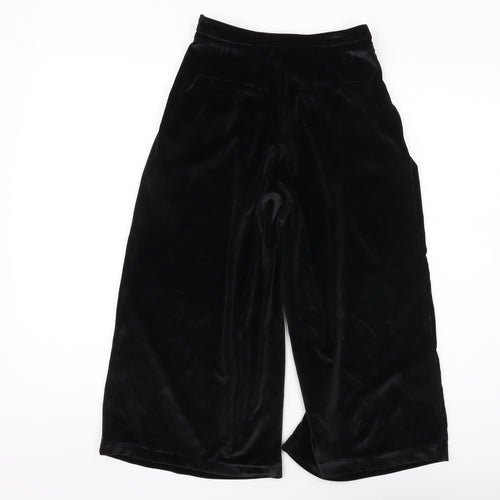 Bershka Women's Black Velvet Wide-Leg Trousers S