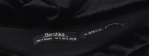 Bershka Women's Black Velvet Wide-Leg Trousers S