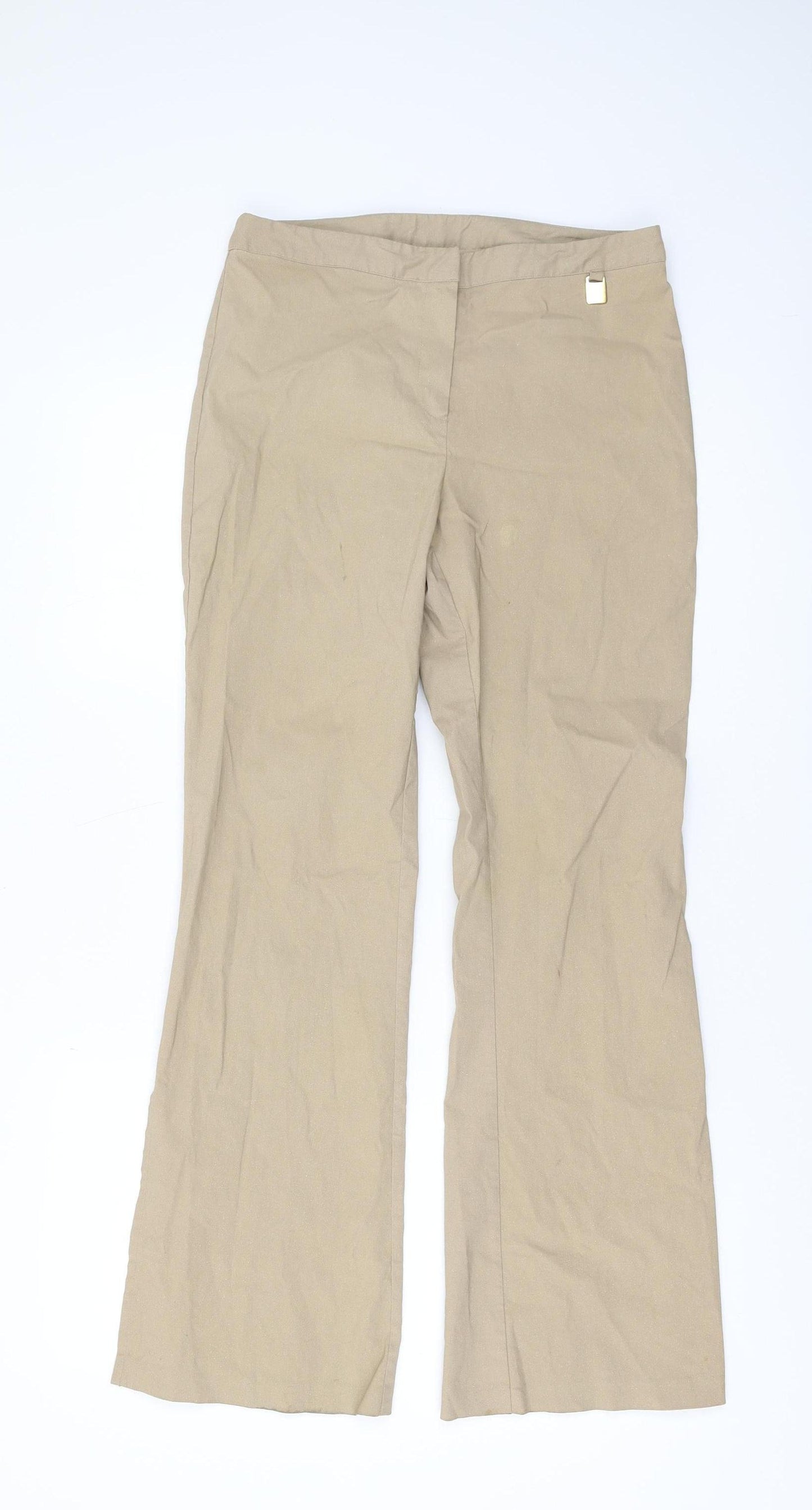 Topshop Women’s Beige Straight Trousers Size 10