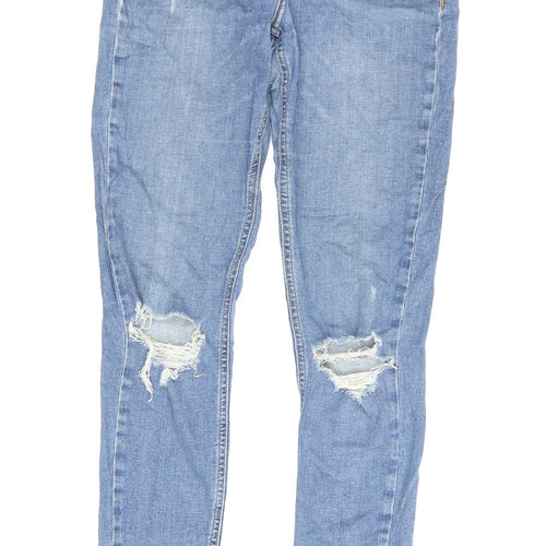 Topshop Women's Blue Skinny Jeans, Size 28, Distressed