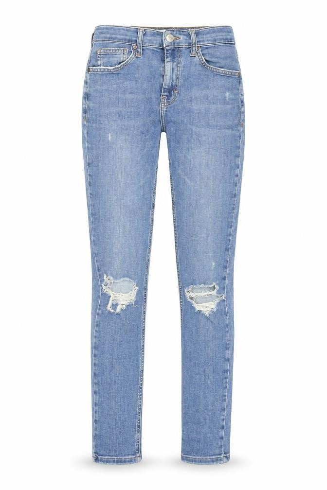 Topshop Women's Blue Skinny Jeans, Size 28, Distressed