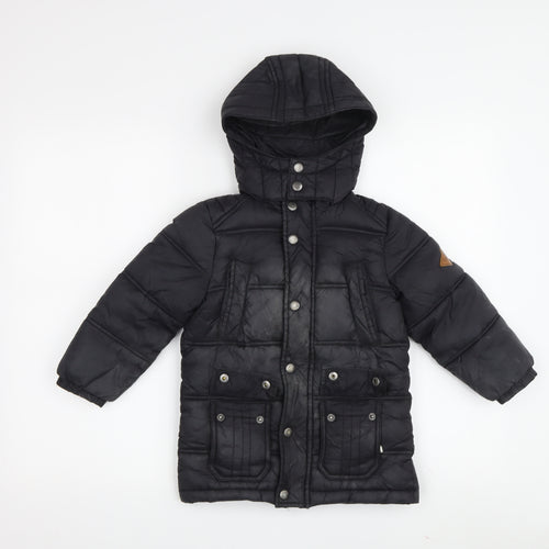 Joules Boys Black Hooded Puffer Jacket 5 Years