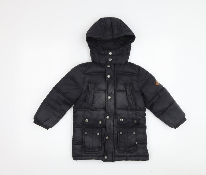 Joules Boys Black Hooded Puffer Jacket 5 Years