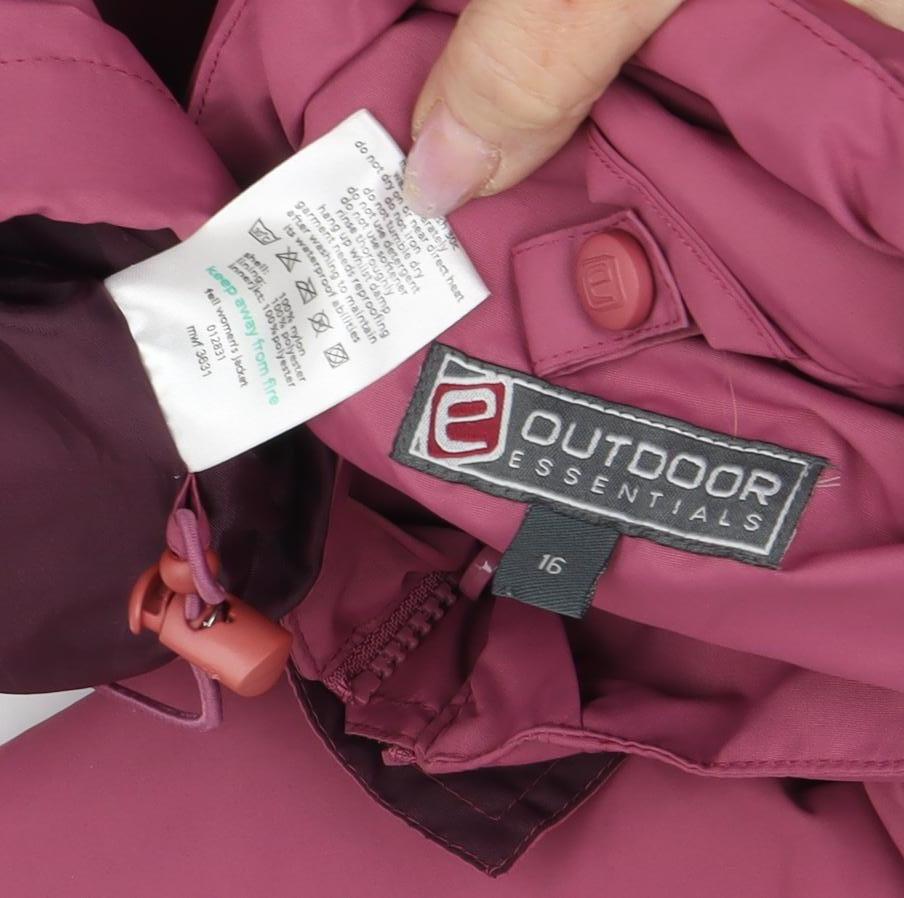 Outdoor Essentials Women's Pink Waterproof Hooded Jacket