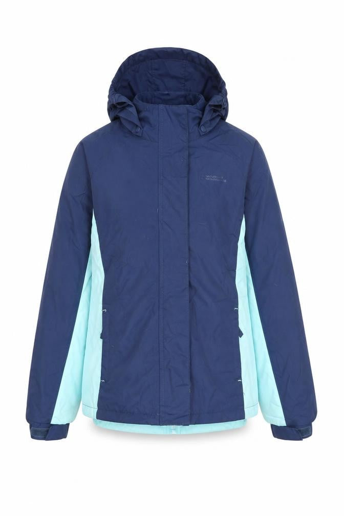 Front view of Mountain Warehouse boys’ blue parka jacket 9-10 years