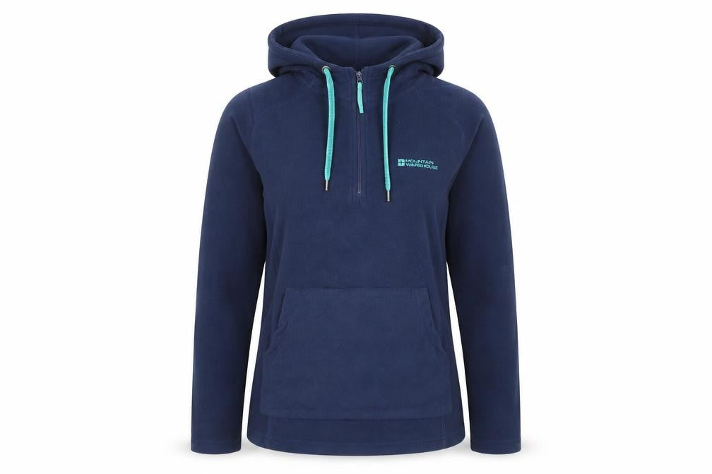 Front view of Mountain Warehouse Women's Blue Fleece Pullover Hoodie M